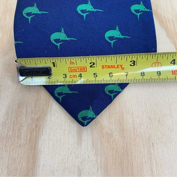 Vintage Polo Ralph Lauren Silk Necktie Marlin Motif Blue - Picture 2 of 3